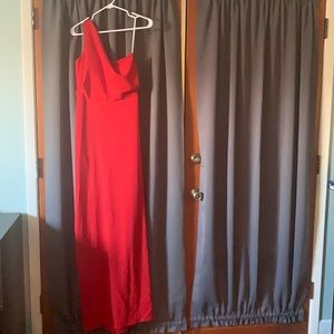 Gorgeous, One-Shouldered Red Ballgown